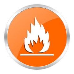 flame orange glossy icon