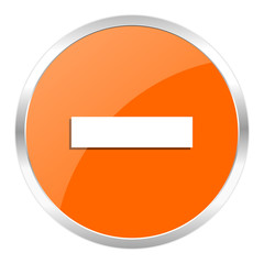 minus orange glossy icon