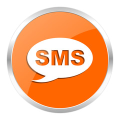 sms orange glossy icon