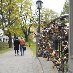 Locks on bridge of lovers