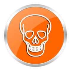 skull orange glossy icon