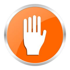 stop orange glossy icon