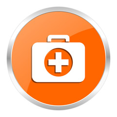 first aid orange glossy icon