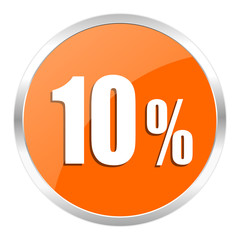 10 percent orange glossy icon