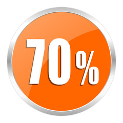 70 percent orange glossy icon