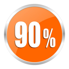 90 percent orange glossy icon
