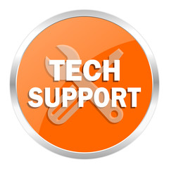 technical support orange glossy icon