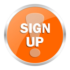 sign up orange glossy icon