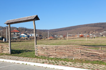 village scene with gates
