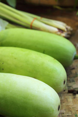 Fresh vegetables - green hatch in the market.