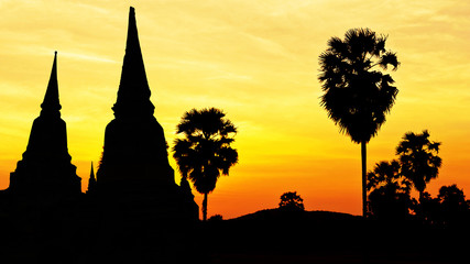 Old temple silhouette