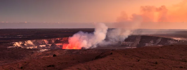 Fotobehang Active Halemaumau Crater At Sunset © nstanev