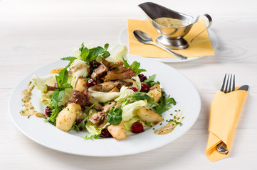 Mix salad with duck