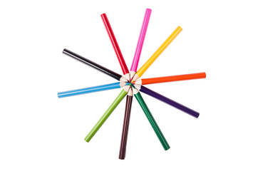 Fototapeta premium color pencils in a circle