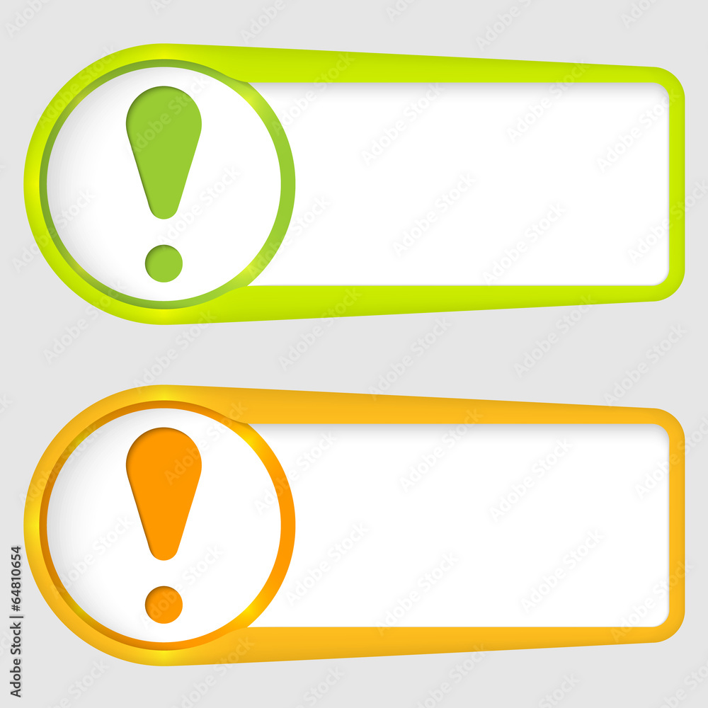 Poster set of two boxes for entering text with exclamation mark