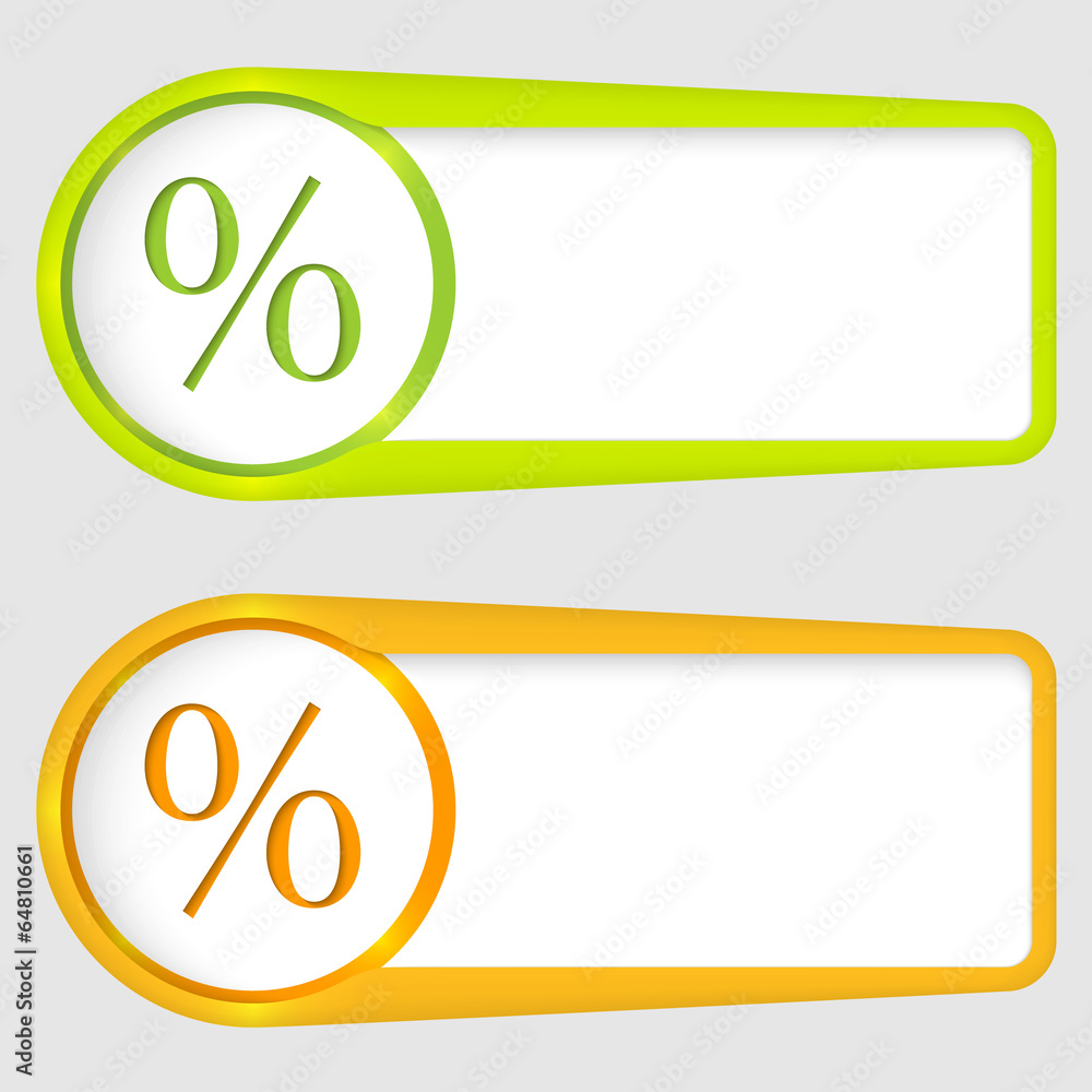 Poster set of two boxes for entering text with percent sign
