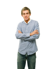 Fototapeta premium A young college guy, isolated on white