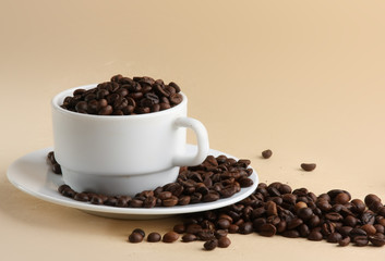 Cup from coffee on coffee grains