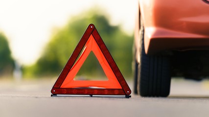 Red triangle of a car