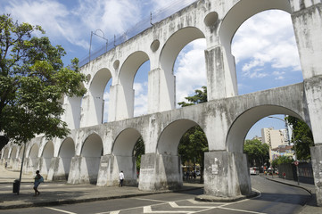 Fototapeta na wymiar White Arches at Arcos da Lapa Rio de Janeiro Brazil
