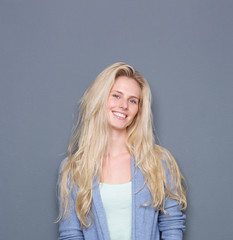 Cute young blond woman smiling