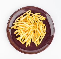 French fries dish isolated white background