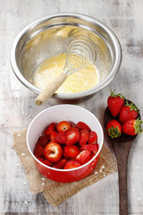 Steps of making strawberry cake