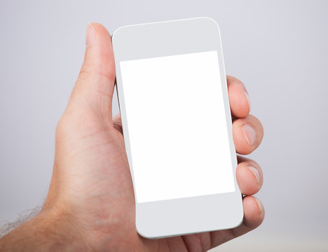Hand Holding Smartphone With Blank Screen