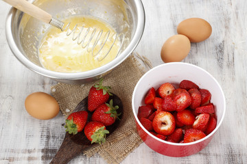 Steps of making strawberry cake