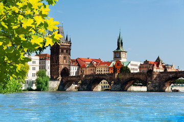 Fototapeta premium Charles Bridge on sunny day in Prague