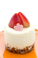 Strawberry cheesecake isolated on white background