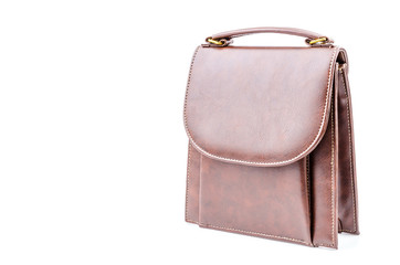 Woman leather bag isolated white background