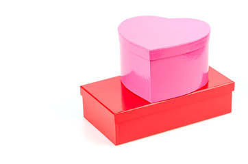 Pink heart box isolated white background
