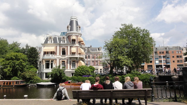 Old villa at a gracht in Amsterdam,  Netherlands