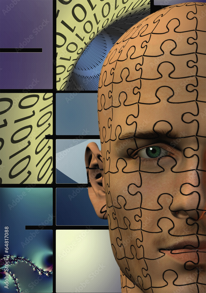 Poster puzzle man binary abstract background