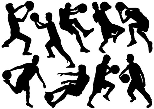 Sports silhouettes with ball