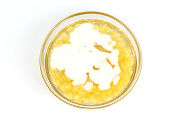 sweet yellow bean paste with coconut cream milk