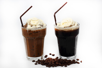 Thai style ice coffee topping with whipping cream