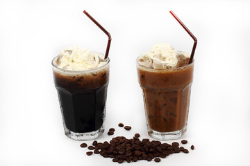 Thai style ice coffee topping with whipping cream