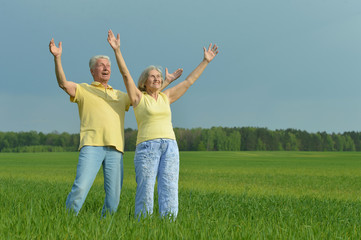 Senior couple in field