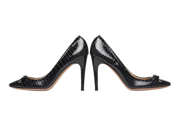 Black high heel women shoes on white