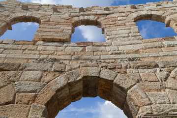 Fototapeta na wymiar Details of famous ancient roman amphitheatre Arena di Verona