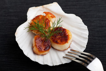 gegrillte Jakobsmuscheln in der Schale
