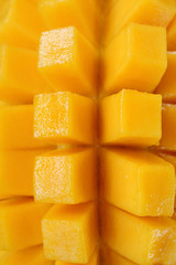 cube cut ripe mango