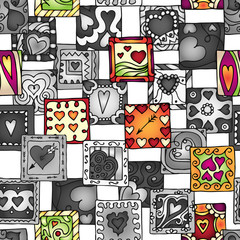 Collection of original drawing doodle hearts.