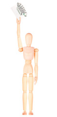 wooden Dummy with envelope full of money