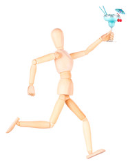 wooden Dummy with alcohol cocktail