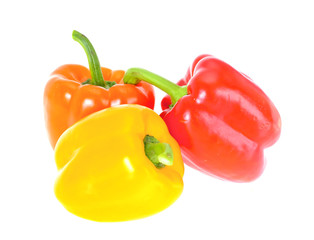Colored Fresh Sweet Pepper Isolated on White Background