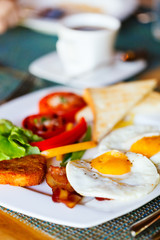 Breakfast with fried eggs