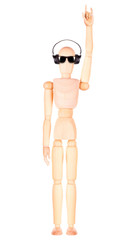wooden Dummy with Headphones Isolated